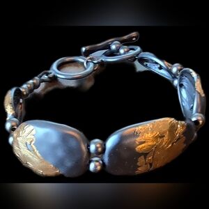 Handcrafted Black and Gold Women's Bracelet